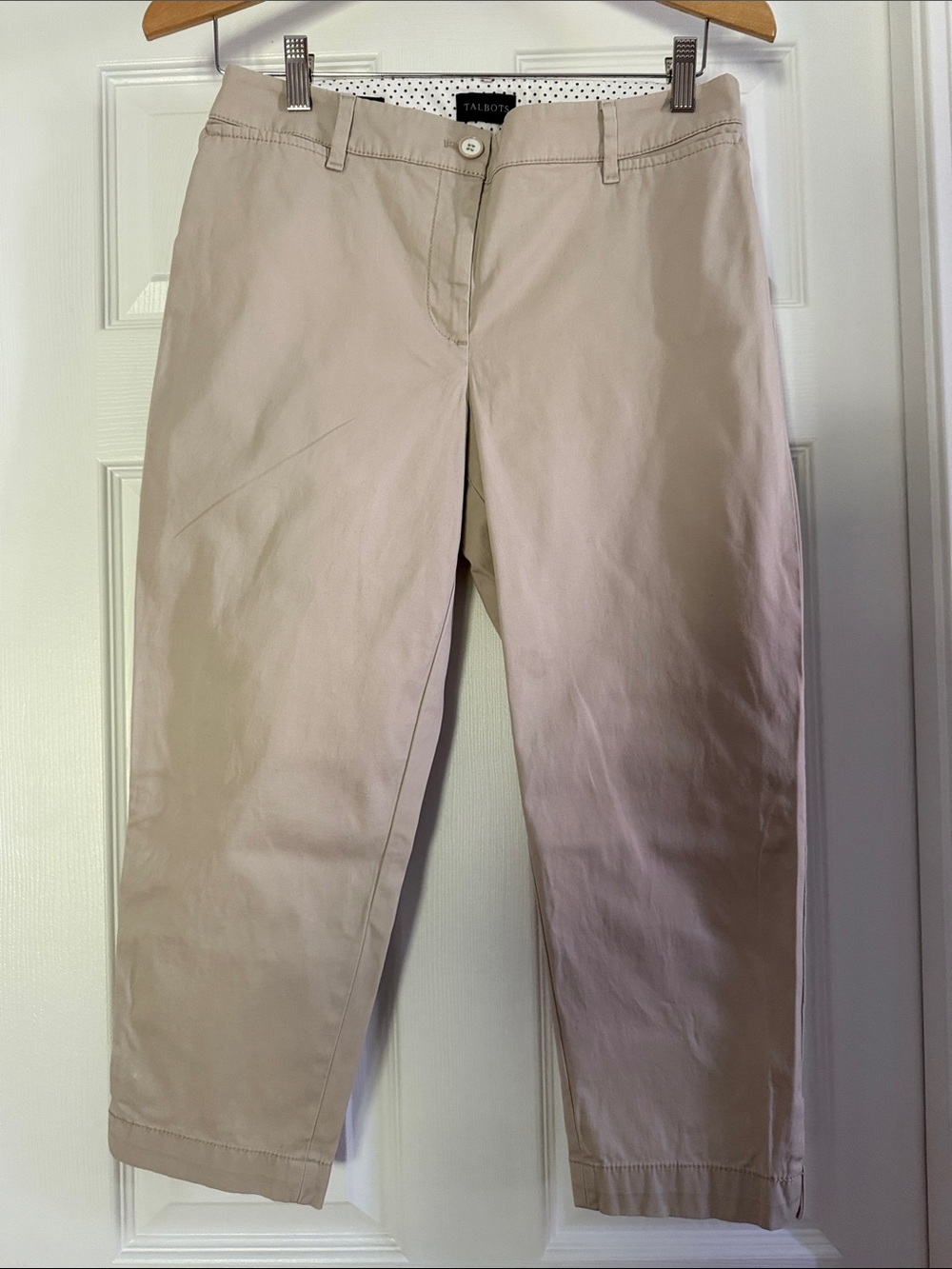 Talbots Beige Cropped Straight-Leg Pants